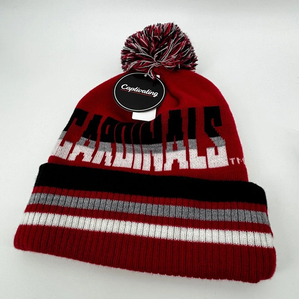 Louisville Cardinals Beanie Captivating Headwear Red Knit Pom Cuffed Hat NWT